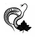 Snake with red lotus in center tattoo design idea