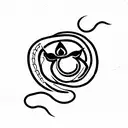 Snake with red lotus in center tattoo design idea