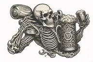 skeleton holding beer mug tattoo design idea