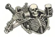 skeleton holding beer mug tattoo design idea