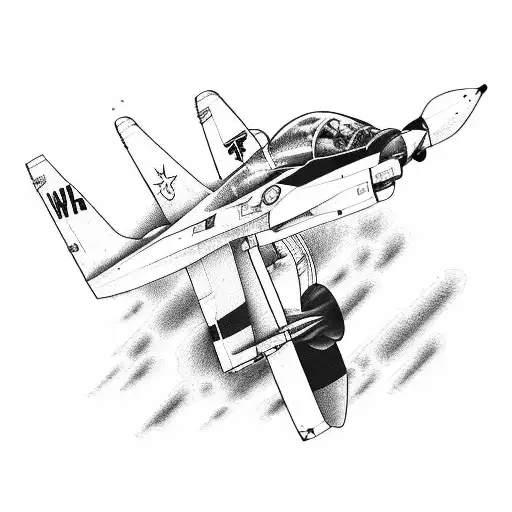 Combine the sleek lines of a Honda NSX with military aircraft in a dotwork tattoo tattoo design idea