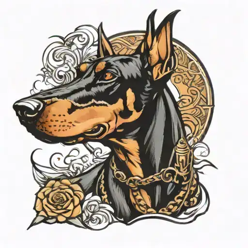 Doberman dog tattoo design idea