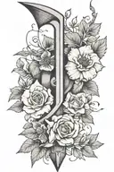  bow shaped like number 3 with arrow surrounded by wild roses tattoo design idea
