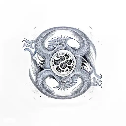 dragon phoenix ying yang tattoo design idea