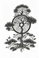 surrounded by square and round, I would like a tree of life with a Turkish eye tattoo design idea