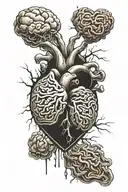 fight between heart and brain with broken me tattoo design idea