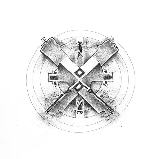 Three Crosses broken with Isaiah 54:17 tattoo design idea