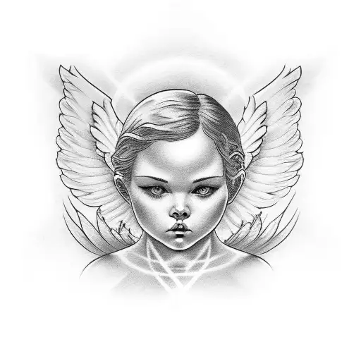 angel halo with daddy tattoo design idea