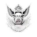 pig with wings tattoo design idea