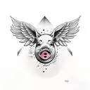pig with wings tattoo design idea