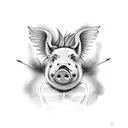 pig with wings tattoo design idea