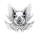 pig with wings tattoo design idea