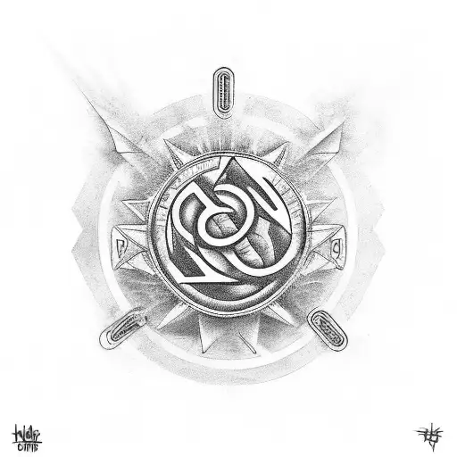 A tattoo design combining the lyrics of a favorite hip hop song with the symbol of bisexuality in a black-grey style. tattoo design idea