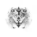 A lion and a wolf facing each other in a yin and yang symbol tattoo design idea