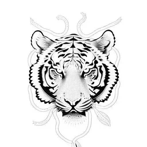 tiger with snake tattoo design idea