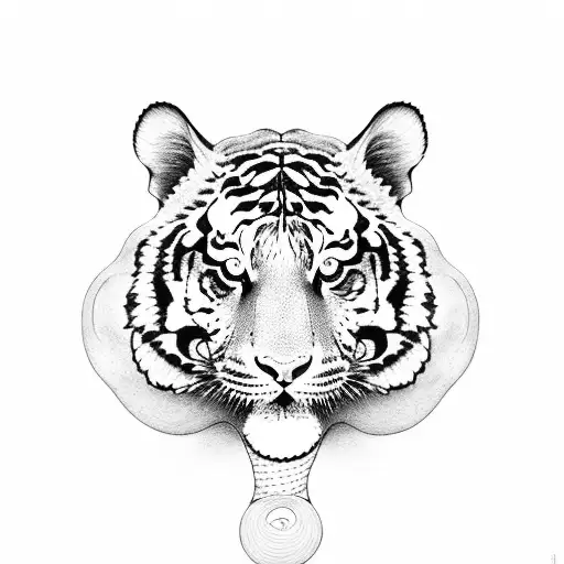 tiger with snake tattoo design idea