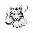 tiger with snake tattoo design idea