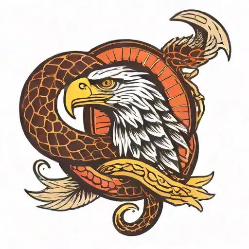 snake and eagle   tattoo design idea