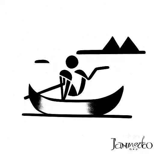 canoe with medal tattoo design idea