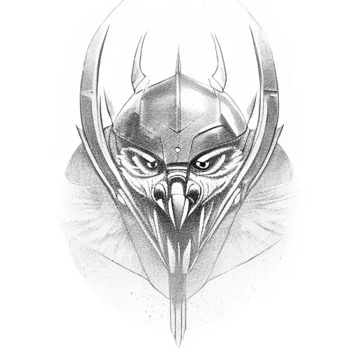 vulture wearing executioner mask tattoo design idea