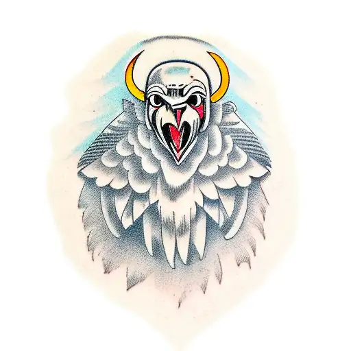 vulture wearing executioner mask tattoo design idea