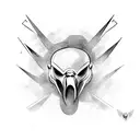 vulture wearing executioner mask tattoo design idea