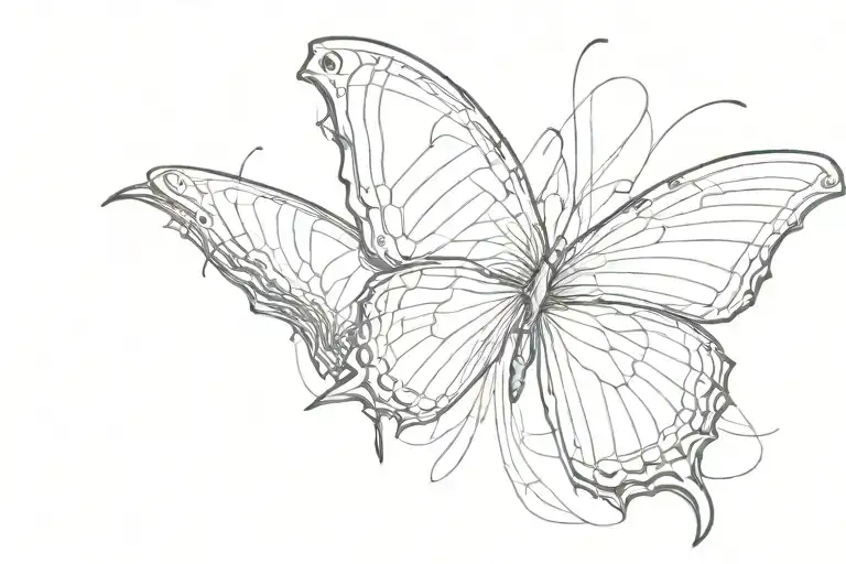 spike, butterfly wings tattoo design idea