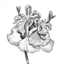 iris flower writting sensitive tattoo design idea