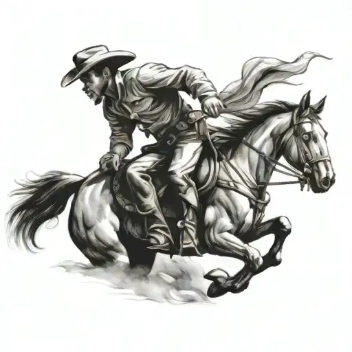 cowboy riding a horse tattoo design idea