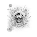 box tattoo Van Gogh style approach minimalist for cover up, japanese design tattoo design idea