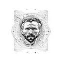 box tattoo Van Gogh style approach minimalist for cover up, japanese design tattoo design idea