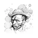 Van Gogh style approach minimalist for cover up, japanese design tattoo design idea