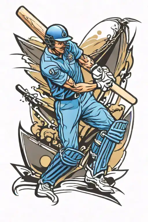 cricket player tattoo design idea