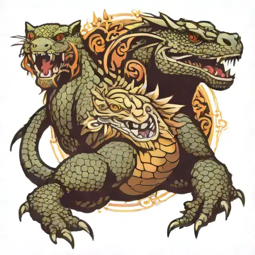 komodo dragon lion rome and tattoo design idea