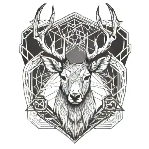 a stag looking straight tattoo design idea