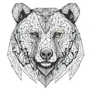 a bear head looking straight  tattoo design idea