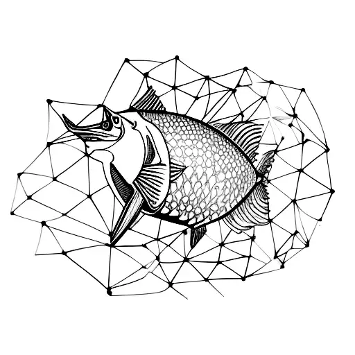 blue marlin skeleton tattoo design idea