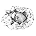 blue marlin skeleton tattoo design idea