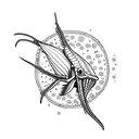 blue marlin skeleton tattoo design idea