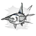 blue marlin skeleton tattoo design idea