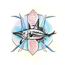 blue marlin skeleton tattoo design idea