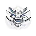 blue marlin skeleton tattoo design idea