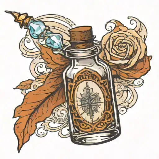 a mistborn vial of atium tattoo design idea