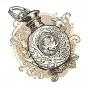a mistborn vial with marble  of atium tattoo design idea