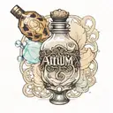 a mistborn vial with marble  of atium tattoo design idea