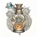 a mistborn vial with marble  of atium tattoo design idea