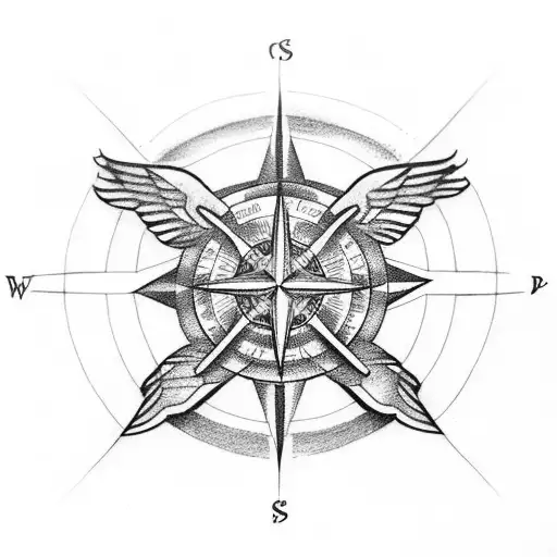 Redbird cross compass arrow tattoo design idea