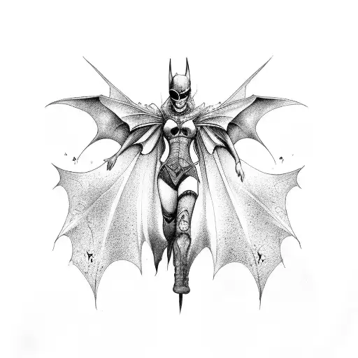 fairy bat man tattoo design idea