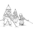 a group of people playing in the sand tattoo design idea