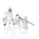 a group of people playing in the sand tattoo design idea